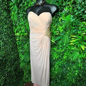 ROYAL QUEEN Dress WOMEN 16 Dusty Pink Strapless Beaded‎ Accent Gown 1574
